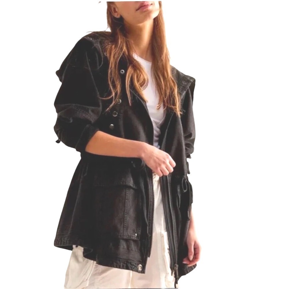 FP Movement by Free People Dark Gray Hooded Jean Jacket - Picture 15 of 15